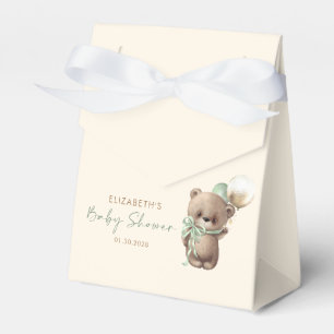 Gold Brauner Salbeigrüner Teddybär Baby Shower Geschenkschachtel