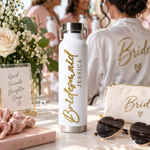 Gold Brautjungfer Modern Minimalistische Schrift Trinkflasche
