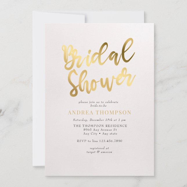 Gold-Brautparty Einladung (Vorderseite)