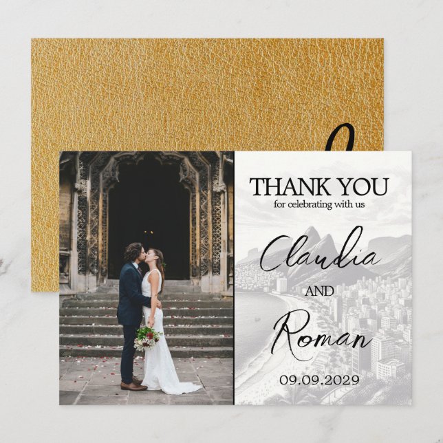 Gold Brazil Passport Dankeskarte (Vorne/Hinten)