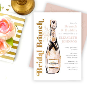 Gold Bridal Brunch Bubbly Invitation de douche nup