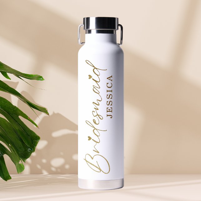 Gold Bridesmaid Modernes Minimalistisches Skript Trinkflasche (Von Creator hochgeladen)