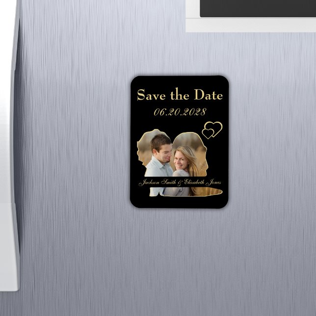 Gold Bridge und Groom Shape Foto Save the Date Magnet (Von Creator hochgeladen)