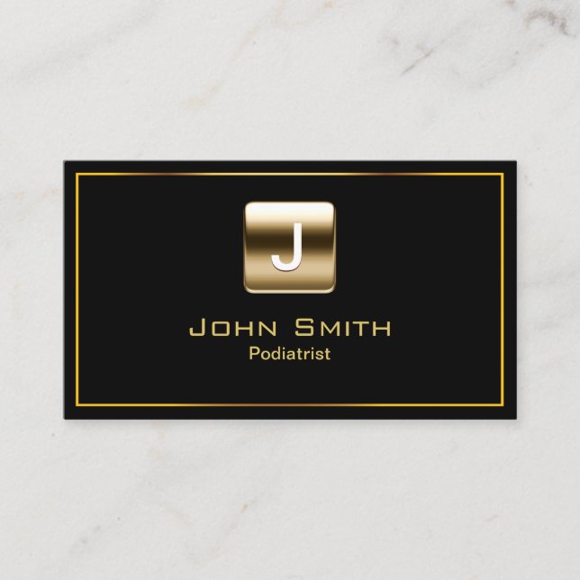 Gold Briefmarke Podiatrist Dark Business Card Visitenkarte (Vorderseite)