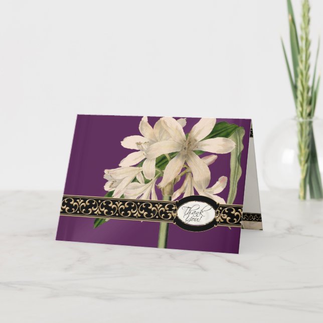 Gold Brocade Floral Formal Elegant Danke Notizen (Vorderseite)