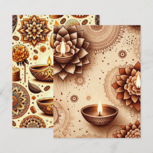 Gold & Bronze Diwali Scrapbook Papier druckbar Einladung