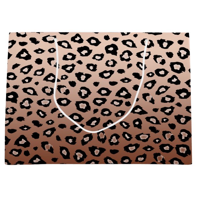 Gold Bronze Leopard Print Ombre Große Geschenktüte (Vorderseite)