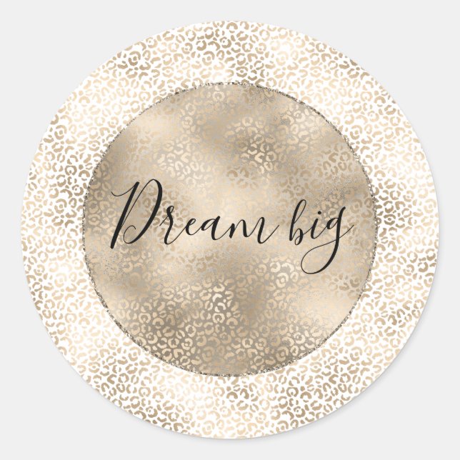 Gold Bronze Leopard Print Runder Aufkleber (Vorderseite)