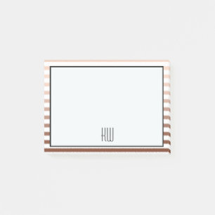 Gold Bronze Ombre Streifen Monogramm Post-it Klebezettel