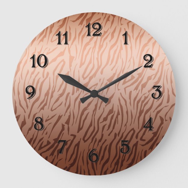 Gold Bronze Ombre Tiger Print Große Wanduhr (Vorderseite)