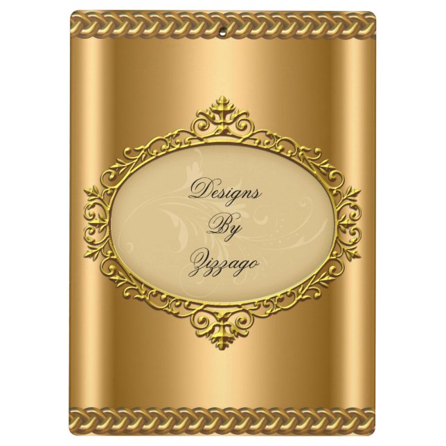 Gold Bronze Plaque Chain Add Business Name Klemmbrett (Rückseite)