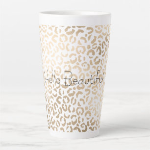 Gold Bronze White Glam Leopard Print    Milchtasse