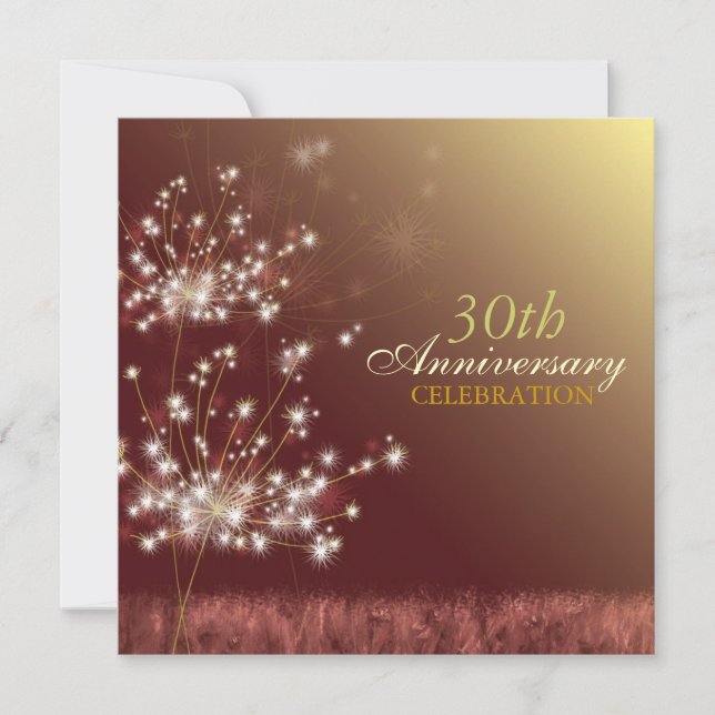 Gold & Brown 30. Hochzeit im Herbst Jubiläum Party Einladung (Vorderseite)