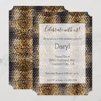 Gold Brown Black Ivory Snake Skin Einladung