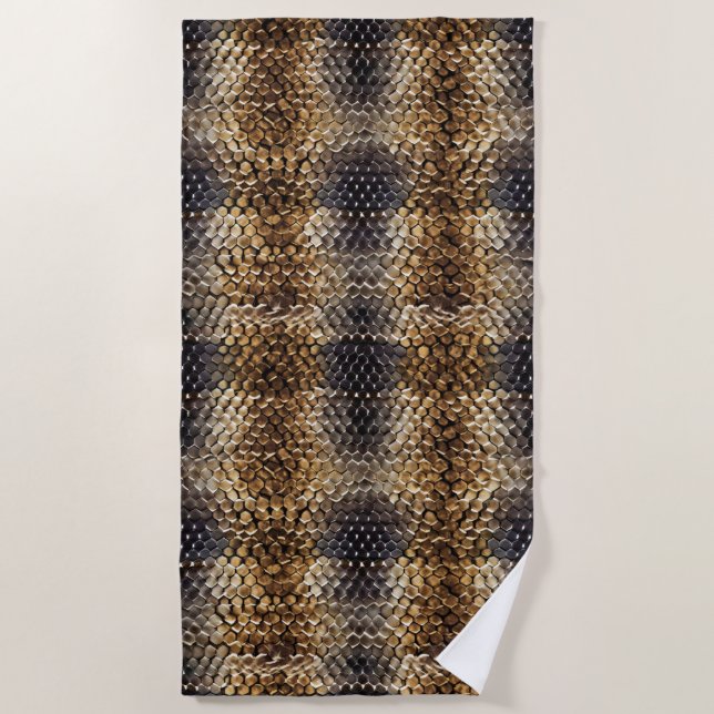 Gold Brown Black Ivory Snake Skin Strandtuch (Vorderseite)