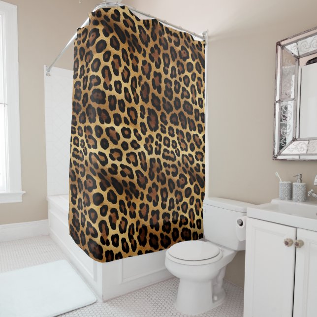 Gold Brown Black Leopard Animal Print Duschvorhang (Beispiel)