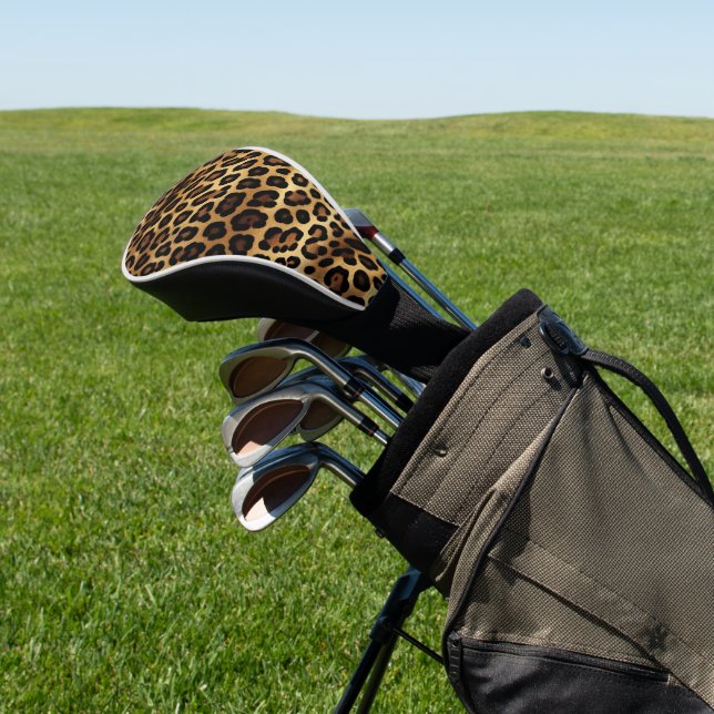 Gold Brown Black Leopard Animal Print Golf Headcover (In SItu)