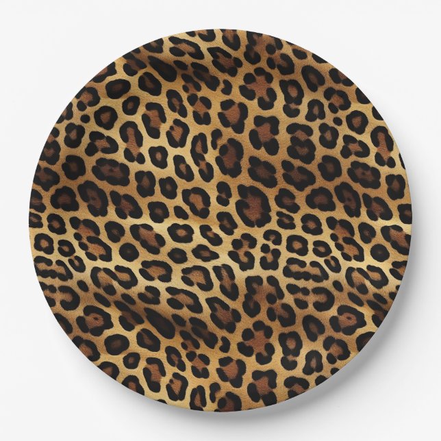 Gold Brown Black Leopard Print Pappteller (Vorderseite)