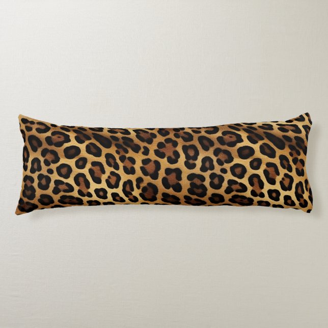 Gold Brown Black Leopard Print Seitenschläferkissen (Vorderseite)