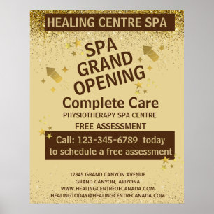 Gold Brown Glittery Physio Center Grand Opening Poster