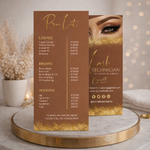 Gold & Brown Lash Tech Preisliste Luxus Schönhei Werbekarte