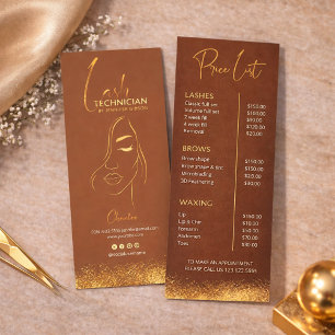 Gold & Brown Lash Tech Preisliste Luxus Schönhei Werbekarte