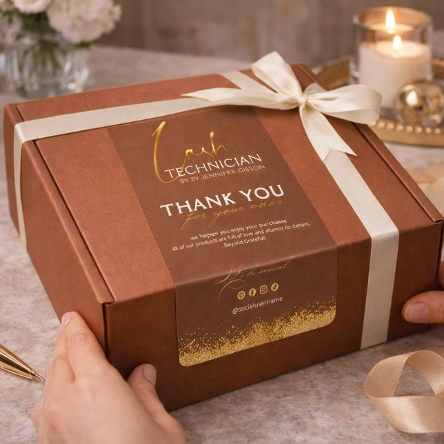 Gold & Brown Lash Tech Seal Label | Luxury Beauty  (Von Creator hochgeladen)