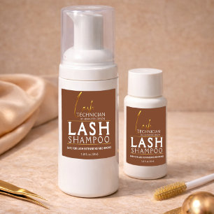 Gold & Brown Lash Tech Shampoo Aufkleber Luxus
