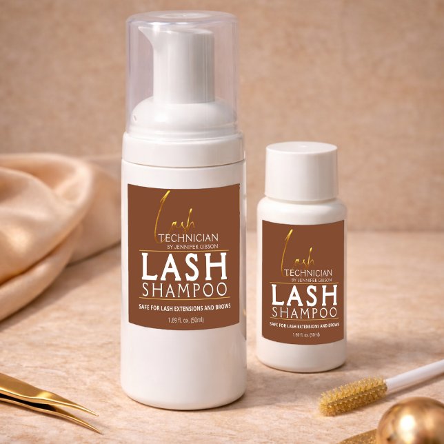 Gold & Brown Lash Tech Shampoo Aufkleber | Luxus  (Von Creator hochgeladen)