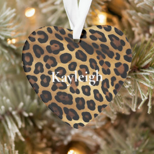 Gold Brown Leopard Animal Print Ornament