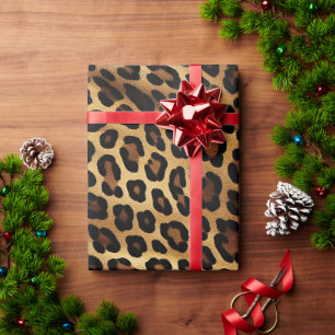 Gold Brown Leopard Print Geschenkpapier