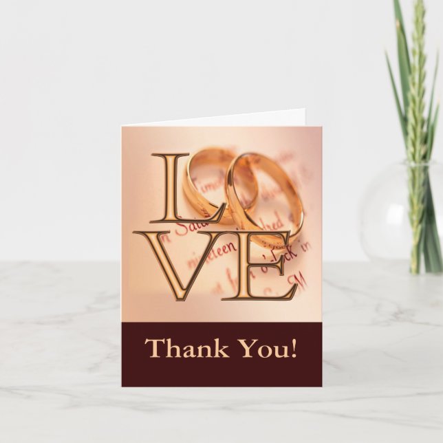 Gold/Brown LOVE, Bandes Mariages Merci (Devant)