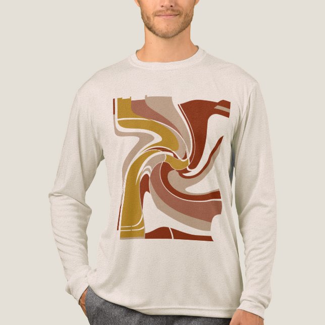 Gold Brown Tan Bold Large MCM Look Art Abstrakt Tri-Blend Shirt (Vorderseite)