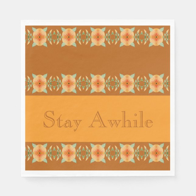 Gold Browns With Peach Artsy Serviette (Vorderseite)