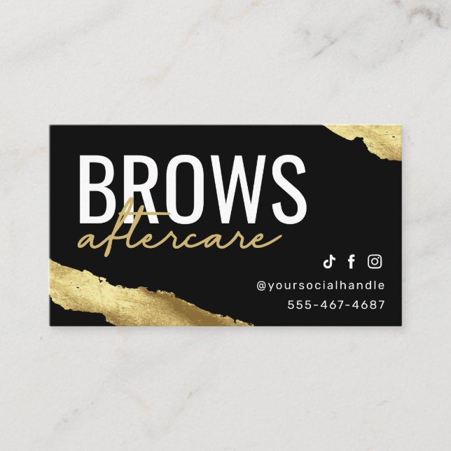  Gold Brows Aftercare Card Visitenkarte (Vorderseite)