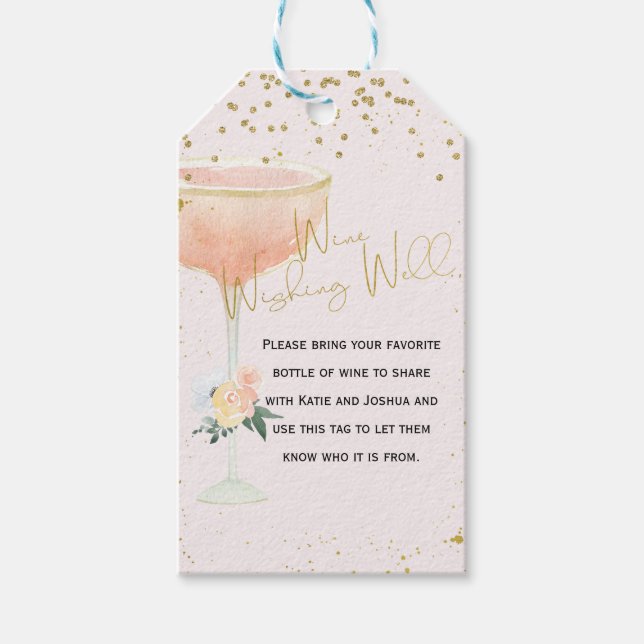 Gold Brunch Bubbly Bridal Wine Gut wollen Geschenkanhänger (Vorderseite)