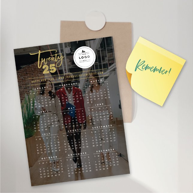 Gold Brush 2025 Kalender Foto Magnetkarte (Gold Brush Script 2025 Calendar Photo Magnetic Card @ fat_fa_tin)