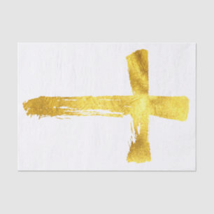 Gold Brush Cross - Elegantes Christliches Crucifix Seidenpapier
