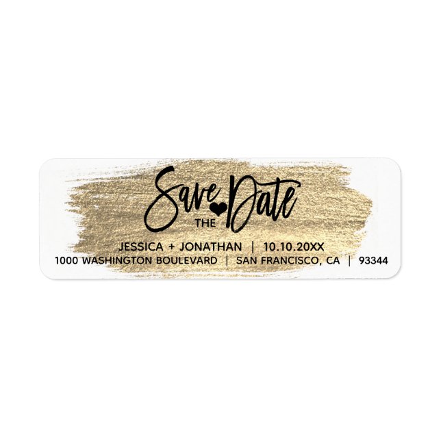 Gold Brush SAVE THE DATE Hochzeitsfeiern Rücksende (Vorne)