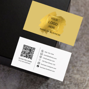 Gold Brush-Stroke QR-Code und Social Media-Symbol- Visitenkarte