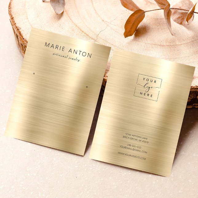 Gold Brushed Metal Earring Display Card Visitenkarte (Von Creator hochgeladen)