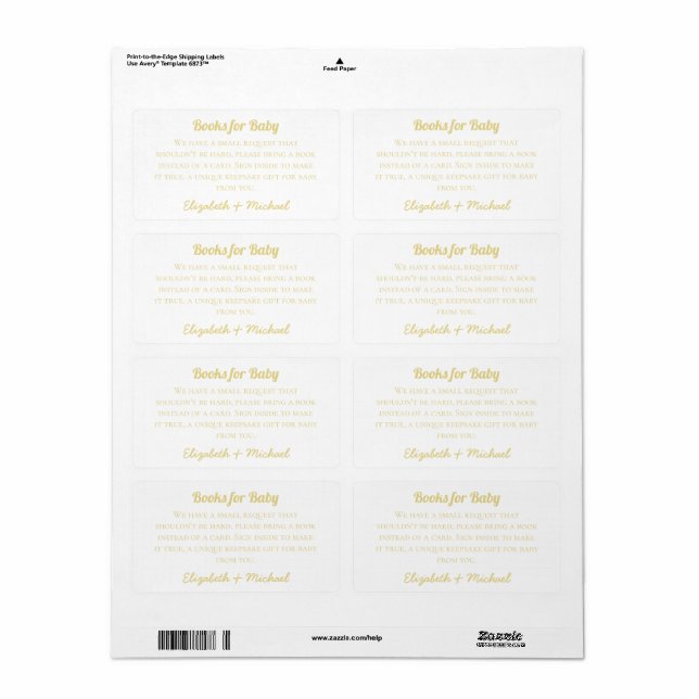 Gold-Bücher für Babybuchdusche Einladung (Vorne)