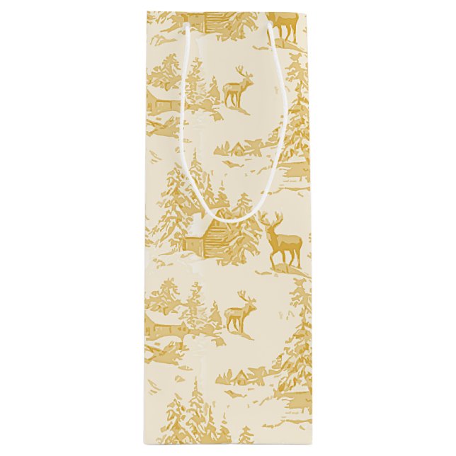 gold buck toile geschenktüte für weinflaschen (Vorderseite)
