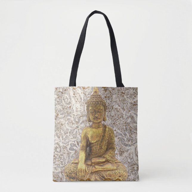 Gold Buddha Floral Blume Tasche (Vorderseite)