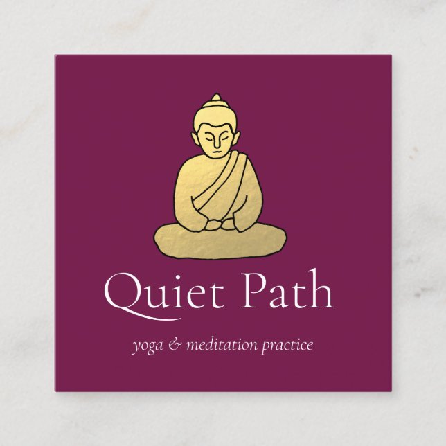 Gold Buddha Meditation Lehrer Quadratische Visitenkarte (Vorderseite)