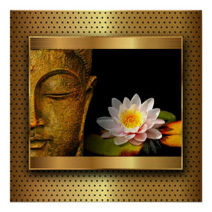 Gold Buddha mit Lotos-Blume Poster