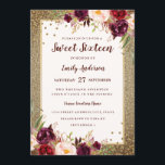 Gold Burgund Blumenstrauß 16 . Geburtstag Einladun Einladung<br><div class="desc">Mehr Floral 16 . Geburtstag Einladungen im Kleinen Bayleigh Store!</div>