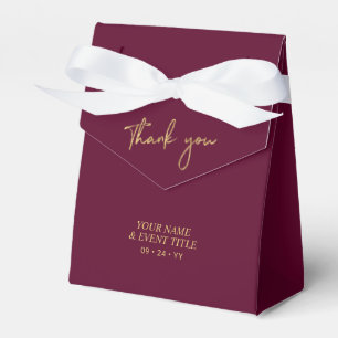 Gold & Burgund Brush Script Party Vielen Dank Geschenkschachtel