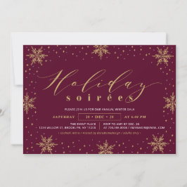 Gold & Burgund Corporate Holiday Soiree Party Einladung