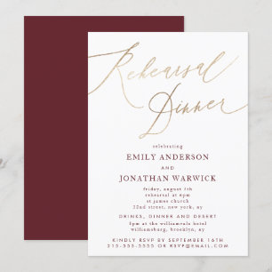 Gold & Burgund Fall Calligrafy Wedding Probe Einladung